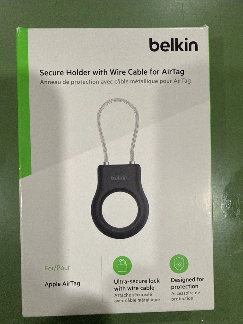 belkin Black Secure Holder with Wire Cable for AirTag
